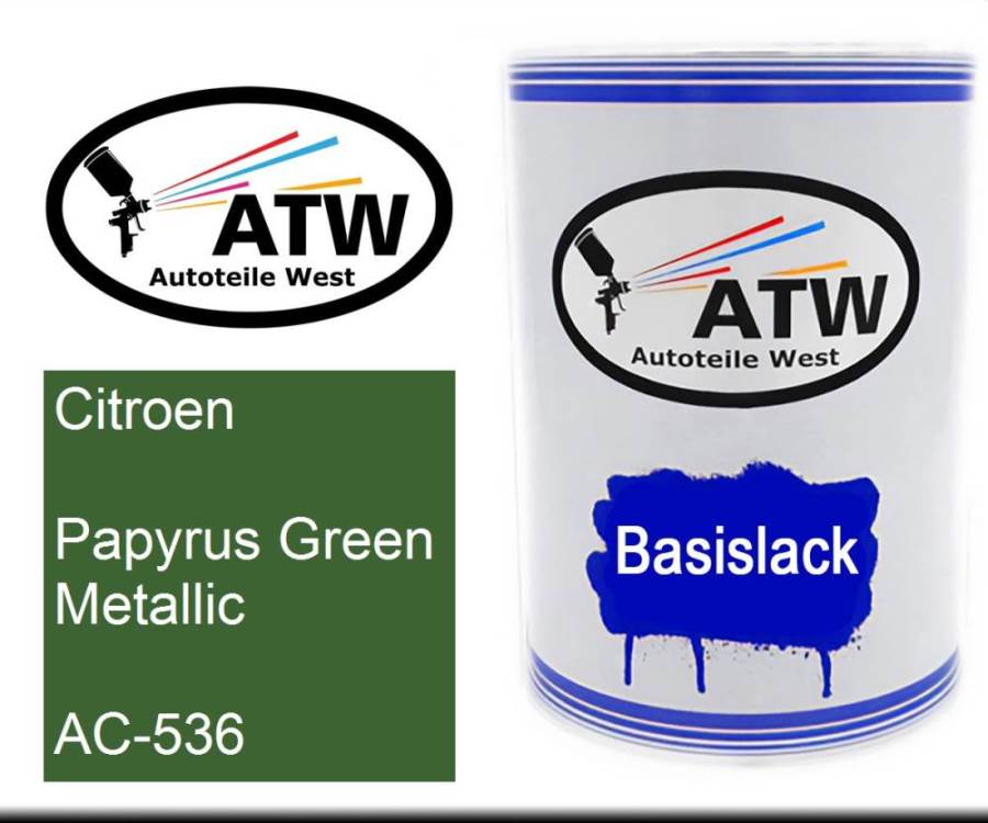 Citroen, Papyrus Green Metallic, AC-536: 500ml Lackdose, von ATW Autoteile West.